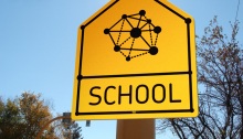 school sign with "connect the dots" theme